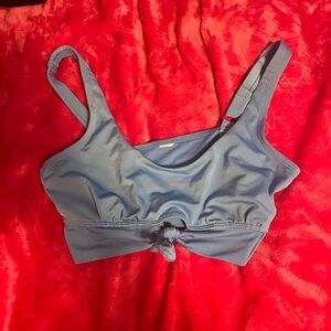 Women's Blue Tie-Front Swim Top